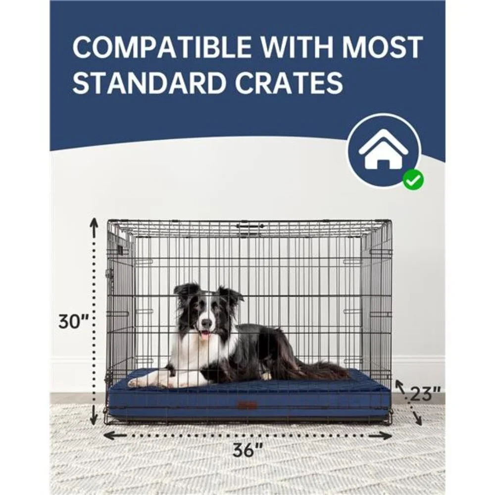 Navy Orthopedic Dog Bed Large Dogs Non-Slip Bottom Waterproof Size(35